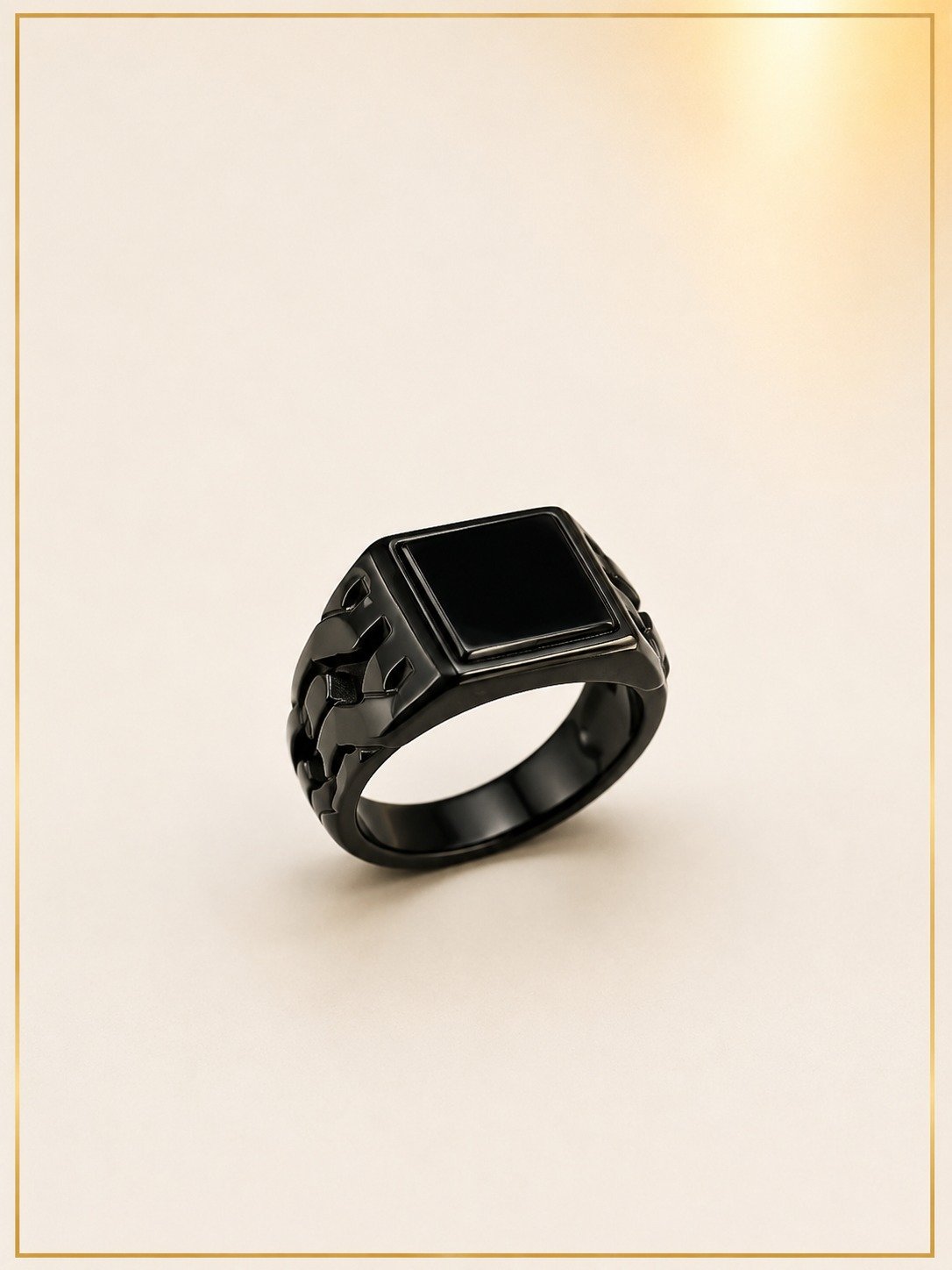 Black Onyx Stainless Steel Ring