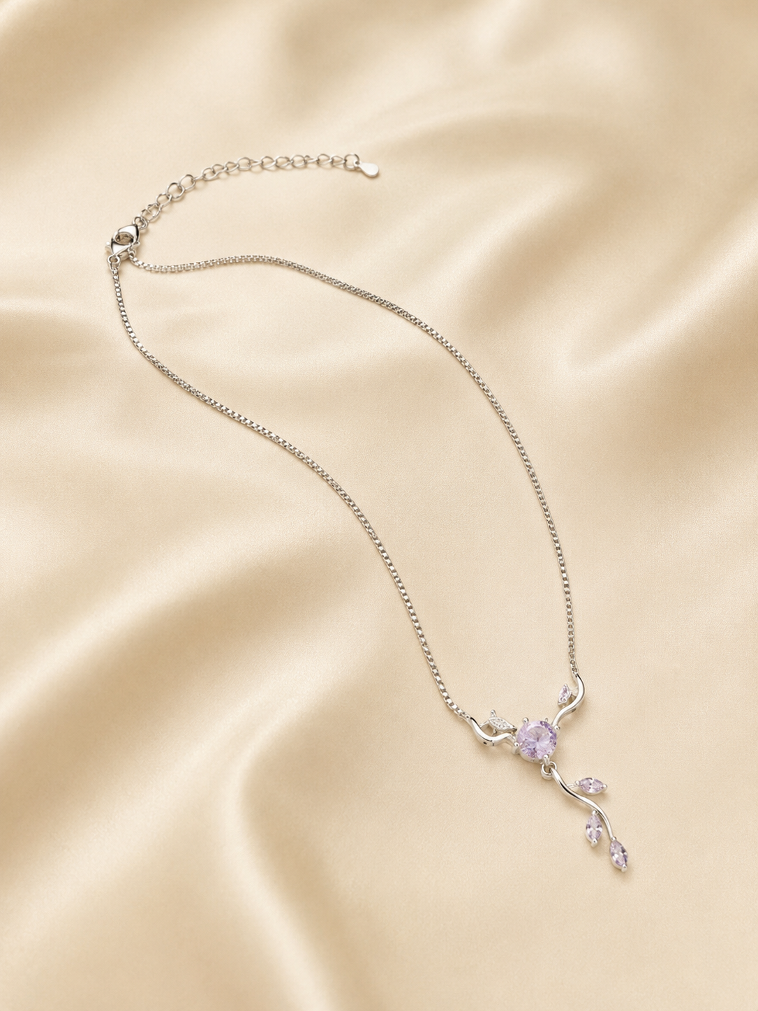 Lavender Bloom Silver Necklace