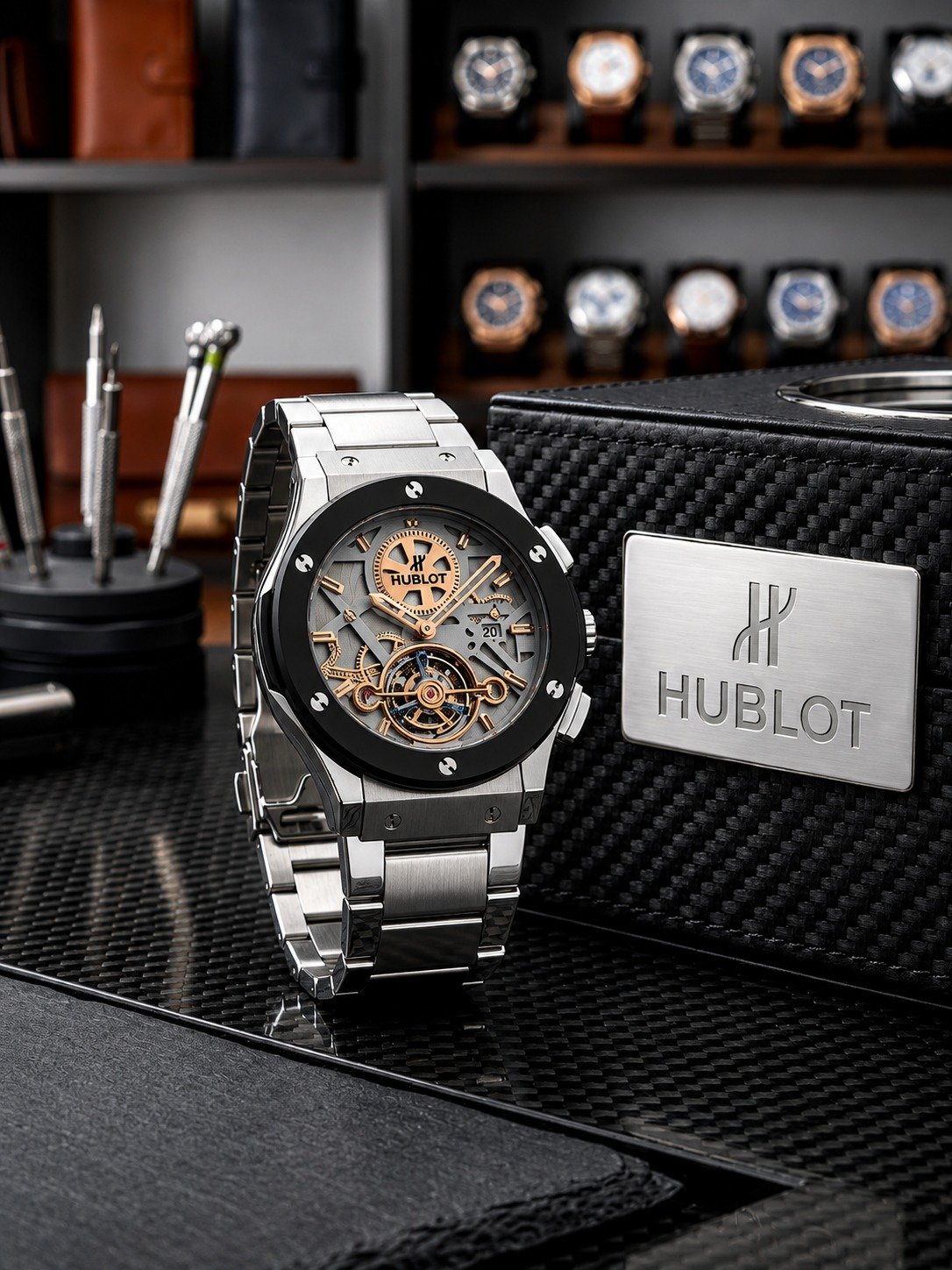 Silver Black Luxury Watch