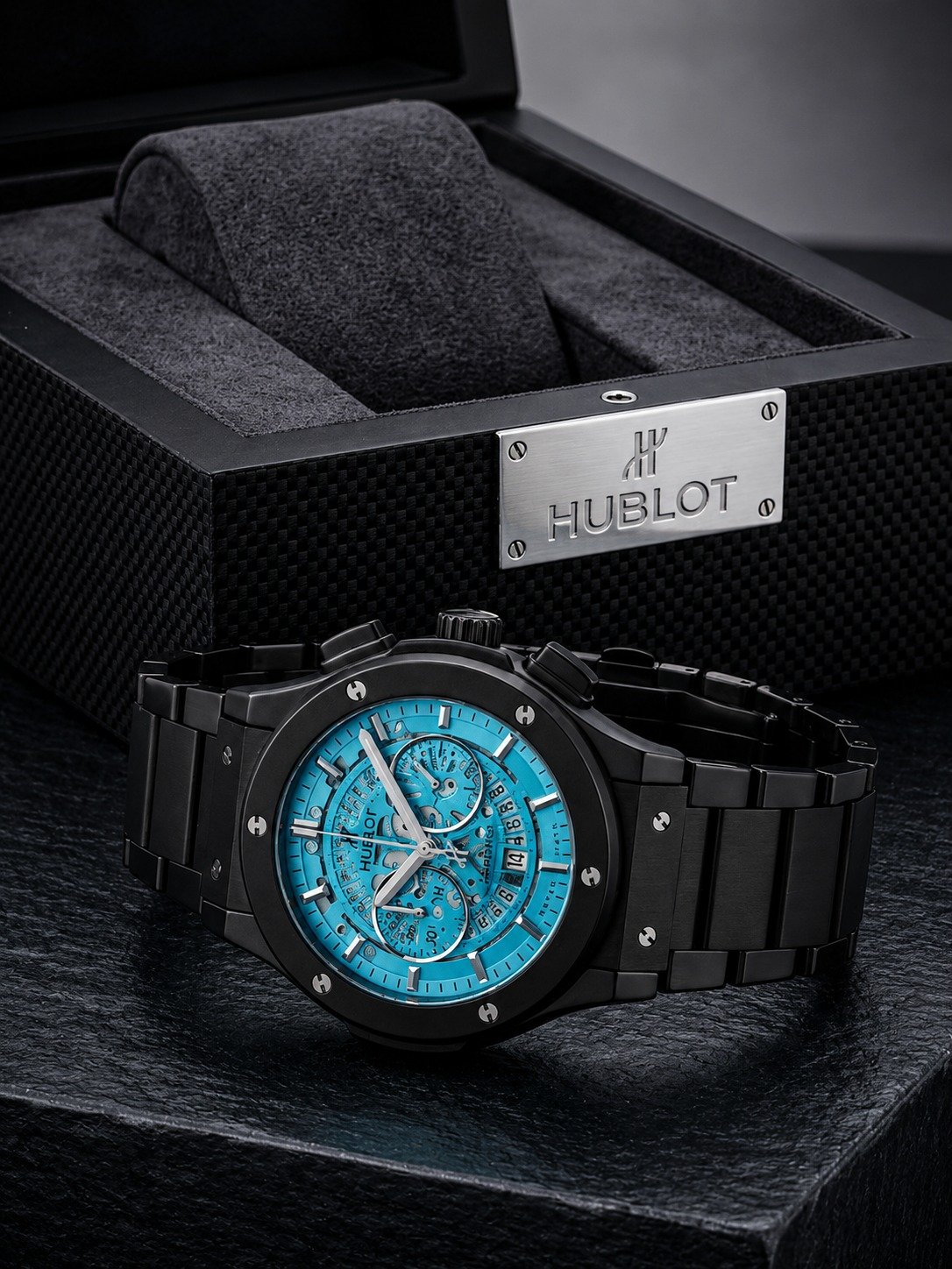 Black & Ice Blue Luxury Watch