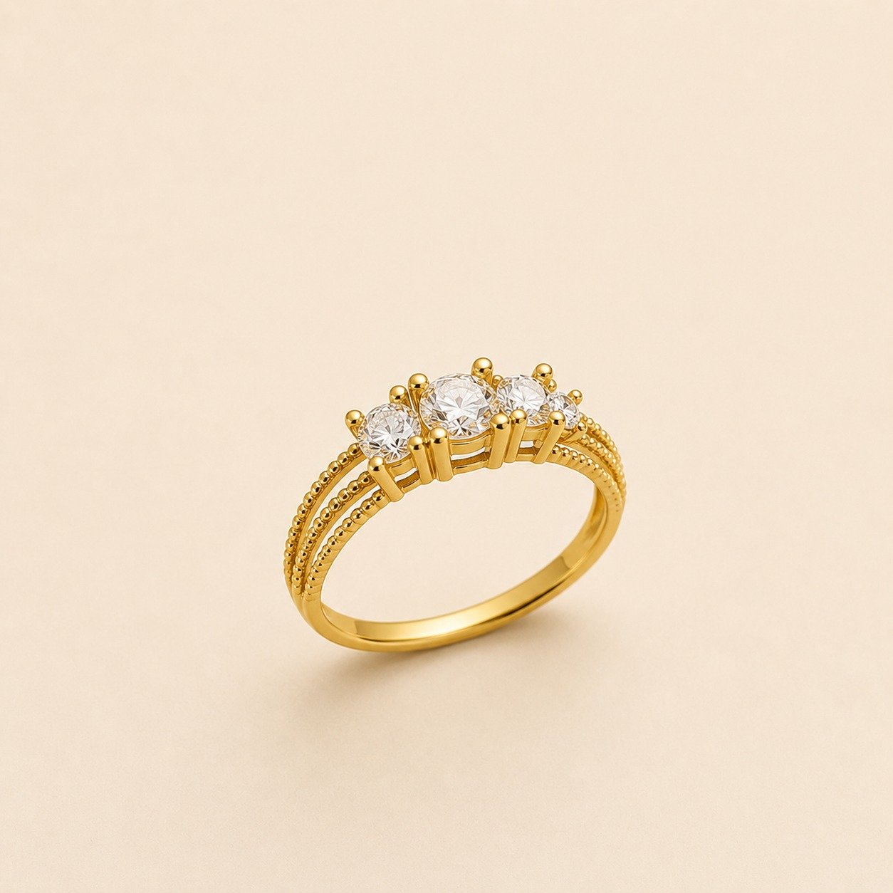 Elegant Three Stone Gold Plated Ring