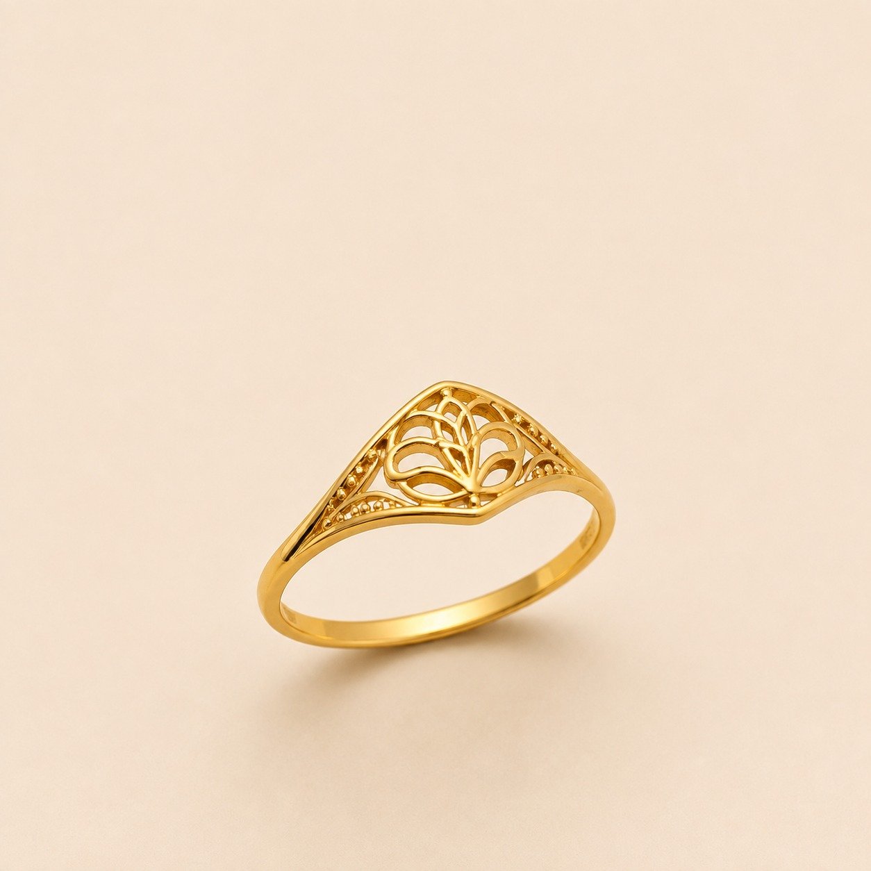 Elegant Floral Filigree Gold Plated Ring