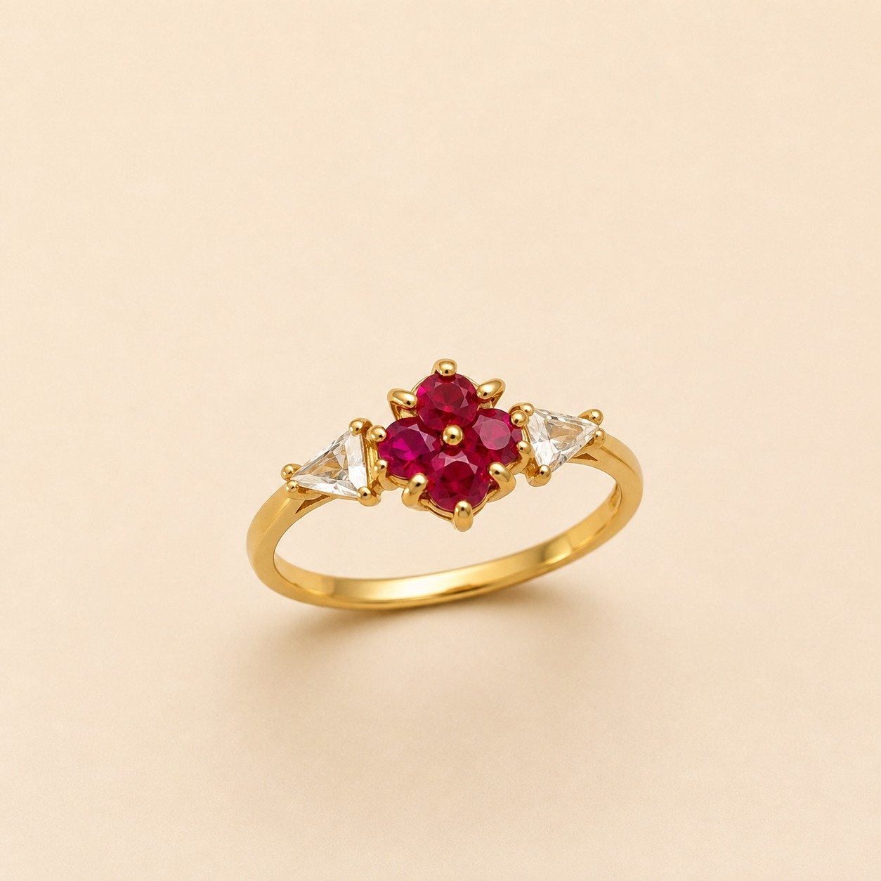 Royal Ruby Blossom Gold Ring ✨