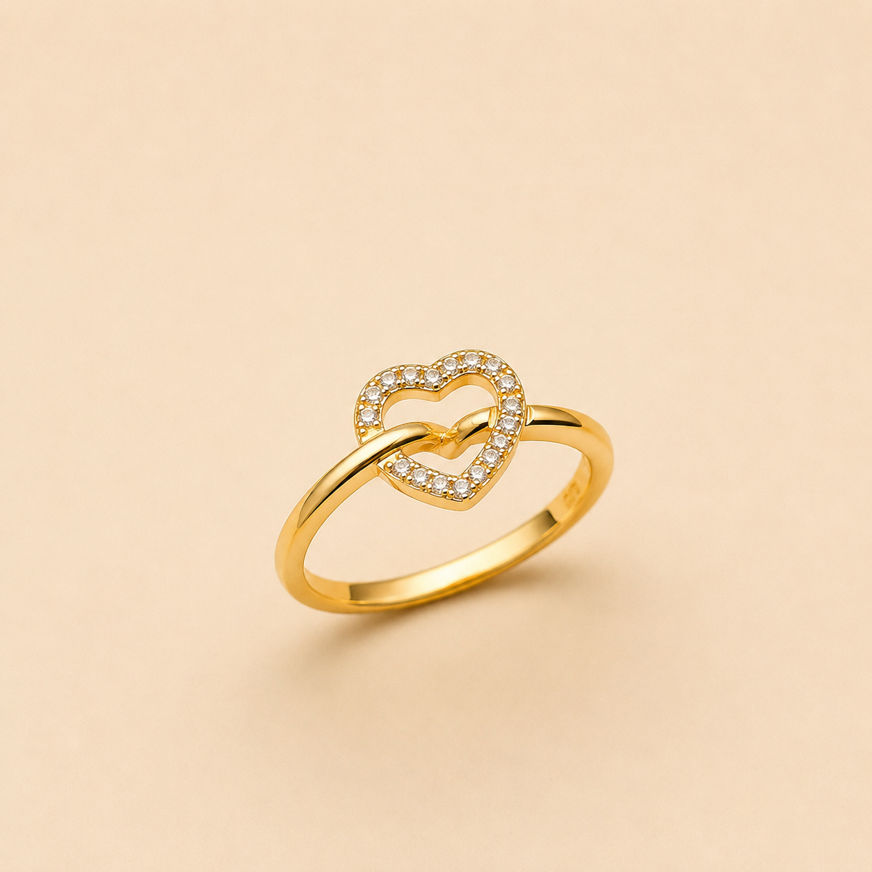 Heart Shape Diamond Gold Ring ❤️✨