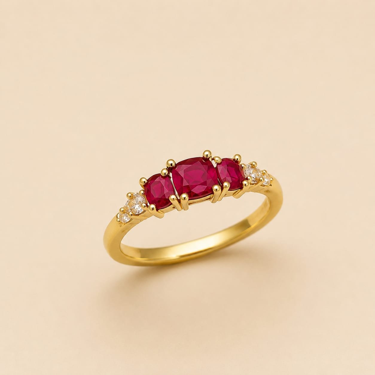 Royal Ruby Trio Gold Ring